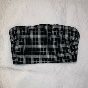 Tiger Mist, white and black plaid tube top